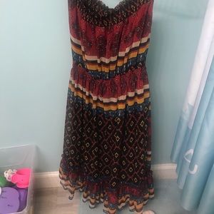 Strapless boho dress